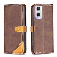 Coque Portefeuille Livre Cuir Etui Clapet B14F pour Oppo F21 Pro 5G Marron