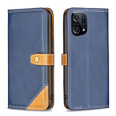 Coque Portefeuille Livre Cuir Etui Clapet B14F pour Oppo Find X5 5G Bleu