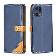 Coque Portefeuille Livre Cuir Etui Clapet B14F pour Oppo Find X5 Pro 5G Bleu