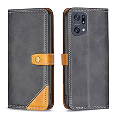 Coque Portefeuille Livre Cuir Etui Clapet B14F pour Oppo Find X5 Pro 5G Noir