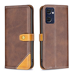 Coque Portefeuille Livre Cuir Etui Clapet B14F pour Oppo Reno7 5G Marron