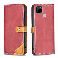 Coque Portefeuille Livre Cuir Etui Clapet B14F pour Realme 7i RMX2193 Rouge