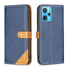 Coque Portefeuille Livre Cuir Etui Clapet B14F pour Realme 9 4G Bleu