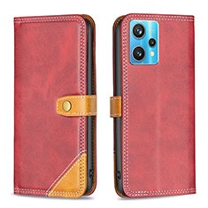 Coque Portefeuille Livre Cuir Etui Clapet B14F pour Realme 9 4G Rouge