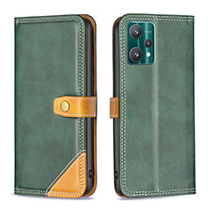 Coque Portefeuille Livre Cuir Etui Clapet B14F pour Realme 9 5G Vert