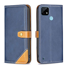 Coque Portefeuille Livre Cuir Etui Clapet B14F pour Realme C21 Bleu