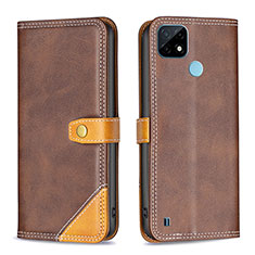 Coque Portefeuille Livre Cuir Etui Clapet B14F pour Realme C21 Marron