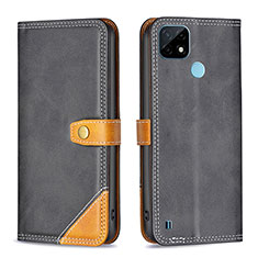 Coque Portefeuille Livre Cuir Etui Clapet B14F pour Realme C21 Noir