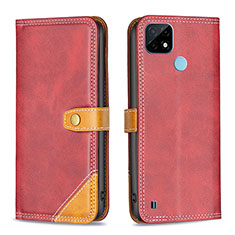 Coque Portefeuille Livre Cuir Etui Clapet B14F pour Realme C21 Rouge