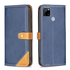 Coque Portefeuille Livre Cuir Etui Clapet B14F pour Realme C25 Bleu