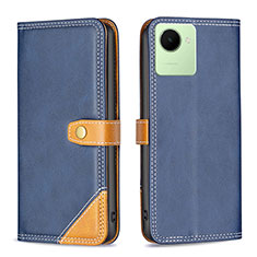 Coque Portefeuille Livre Cuir Etui Clapet B14F pour Realme C30 Bleu