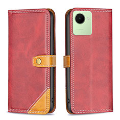 Coque Portefeuille Livre Cuir Etui Clapet B14F pour Realme C30 Rouge