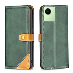 Coque Portefeuille Livre Cuir Etui Clapet B14F pour Realme C30 Vert