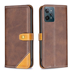 Coque Portefeuille Livre Cuir Etui Clapet B14F pour Realme C31 Marron