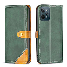 Coque Portefeuille Livre Cuir Etui Clapet B14F pour Realme C31 Vert