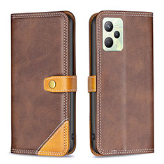 Coque Portefeuille Livre Cuir Etui Clapet B14F pour Realme Narzo 50A Prime Marron