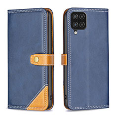 Coque Portefeuille Livre Cuir Etui Clapet B14F pour Samsung Galaxy A12 Nacho Bleu