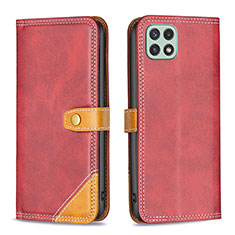 Coque Portefeuille Livre Cuir Etui Clapet B14F pour Samsung Galaxy A22 5G Rouge