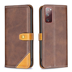 Coque Portefeuille Livre Cuir Etui Clapet B14F pour Samsung Galaxy S20 FE (2022) 5G Marron