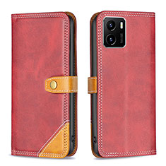 Coque Portefeuille Livre Cuir Etui Clapet B14F pour Vivo iQOO U5x Rouge