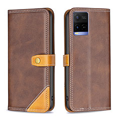 Coque Portefeuille Livre Cuir Etui Clapet B14F pour Vivo Y21s Marron