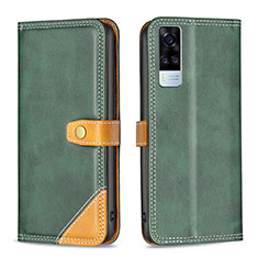 Coque Portefeuille Livre Cuir Etui Clapet B14F pour Vivo Y31 (2021) Vert