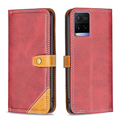 Coque Portefeuille Livre Cuir Etui Clapet B14F pour Vivo Y32 4G Rouge