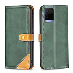 Coque Portefeuille Livre Cuir Etui Clapet B14F pour Vivo Y33s Vert