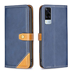 Coque Portefeuille Livre Cuir Etui Clapet B14F pour Vivo Y51 (2021) Bleu