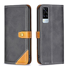 Coque Portefeuille Livre Cuir Etui Clapet B14F pour Vivo Y51 (2021) Noir