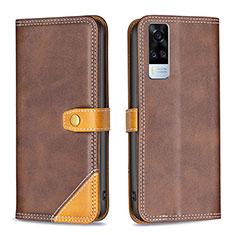 Coque Portefeuille Livre Cuir Etui Clapet B14F pour Vivo Y53s 4G Marron