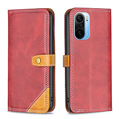 Coque Portefeuille Livre Cuir Etui Clapet B14F pour Xiaomi Mi 11X Pro 5G Rouge