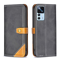 Coque Portefeuille Livre Cuir Etui Clapet B14F pour Xiaomi Mi 12T Pro 5G Noir