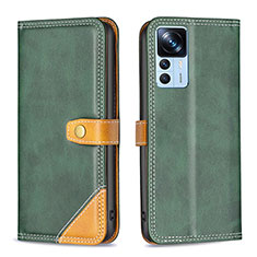 Coque Portefeuille Livre Cuir Etui Clapet B14F pour Xiaomi Mi 12T Pro 5G Vert