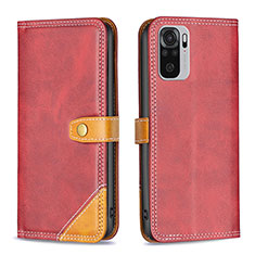 Coque Portefeuille Livre Cuir Etui Clapet B14F pour Xiaomi Poco M5S Rouge