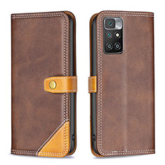 Coque Portefeuille Livre Cuir Etui Clapet B14F pour Xiaomi Redmi 10 (2022) Marron