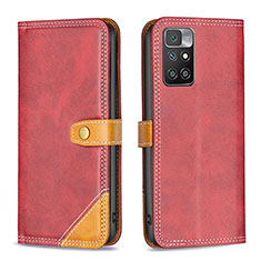 Coque Portefeuille Livre Cuir Etui Clapet B14F pour Xiaomi Redmi 10 4G Rouge