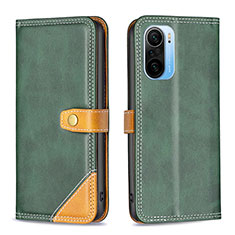 Coque Portefeuille Livre Cuir Etui Clapet B14F pour Xiaomi Redmi K40 5G Vert