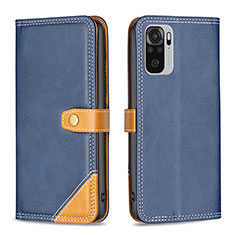 Coque Portefeuille Livre Cuir Etui Clapet B14F pour Xiaomi Redmi Note 10 4G Bleu