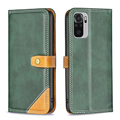 Coque Portefeuille Livre Cuir Etui Clapet B14F pour Xiaomi Redmi Note 10 4G Vert