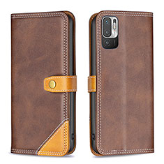 Coque Portefeuille Livre Cuir Etui Clapet B14F pour Xiaomi Redmi Note 10 5G Marron