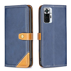 Coque Portefeuille Livre Cuir Etui Clapet B14F pour Xiaomi Redmi Note 10 Pro 4G Bleu