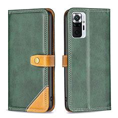 Coque Portefeuille Livre Cuir Etui Clapet B14F pour Xiaomi Redmi Note 10 Pro 4G Vert