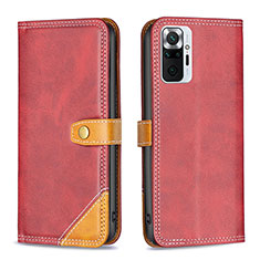 Coque Portefeuille Livre Cuir Etui Clapet B14F pour Xiaomi Redmi Note 10 Pro Max Rouge