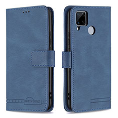 Coque Portefeuille Livre Cuir Etui Clapet B15F pour Realme 7i RMX2193 Bleu