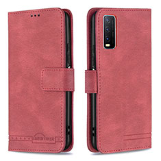 Coque Portefeuille Livre Cuir Etui Clapet B15F pour Vivo Y11s Rouge