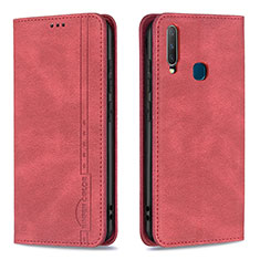 Coque Portefeuille Livre Cuir Etui Clapet B15F pour Vivo Y12 Rouge