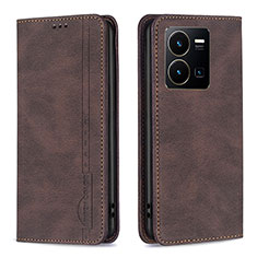 Coque Portefeuille Livre Cuir Etui Clapet B15F pour Vivo Y35 4G Marron