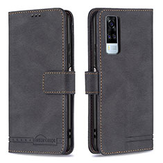 Coque Portefeuille Livre Cuir Etui Clapet B15F pour Vivo Y51 (2021) Noir