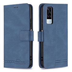 Coque Portefeuille Livre Cuir Etui Clapet B15F pour Vivo Y51A Bleu